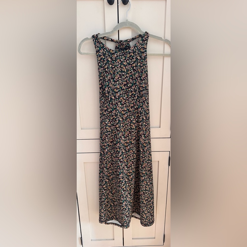 Prana Floral Racerback Open Back Athletic Dress Built-In Bra Small